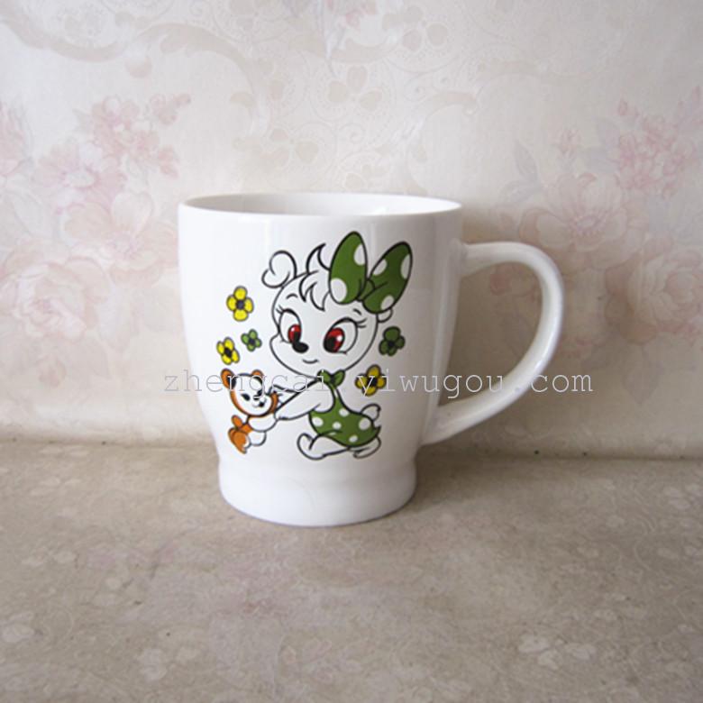 白瓷烤花杯  1613 卡通杯子 儿童杯