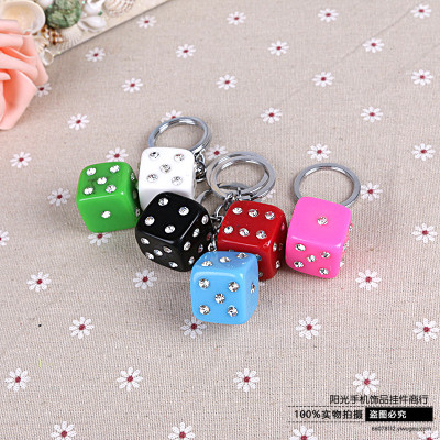 Supply fashion variety of multi - color point diamond resin dice key button bag wholesale