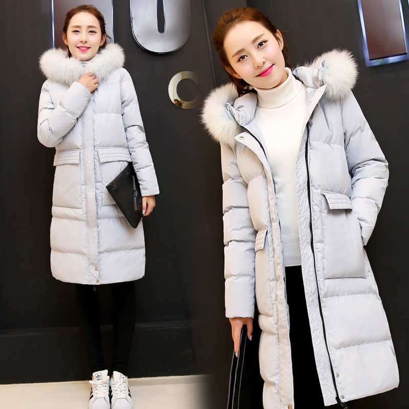 加厚棉衣女中长款修身羽绒棉服外套毛领连帽棉袄