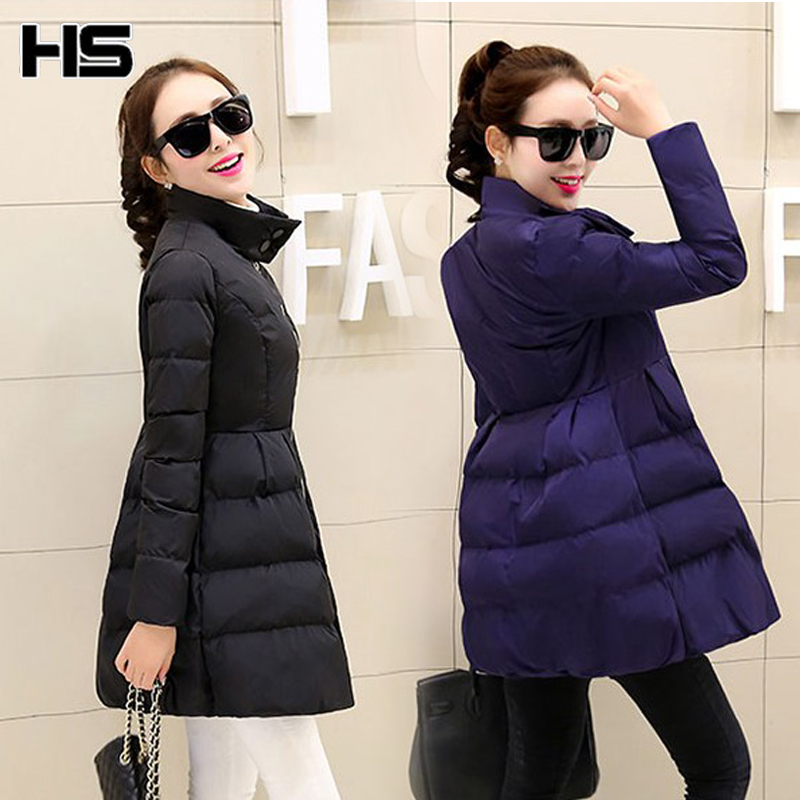 韩版时尚收腰显瘦羽绒棉衣保暖中长款棉服