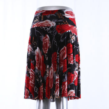 防走光跳舞裙中老年女装夏短裙妈妈松紧半身裙