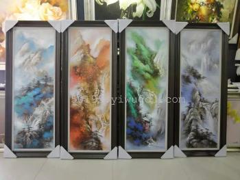 [全手绘油画，风景画，国画式风景春夏秋冬套画] 全手绘油画，风景画，国画式风景春夏秋冬套画