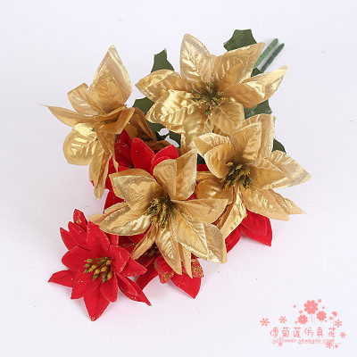Manufacturers selling gold cloth Christmas Christmas tree ornaments floral flower