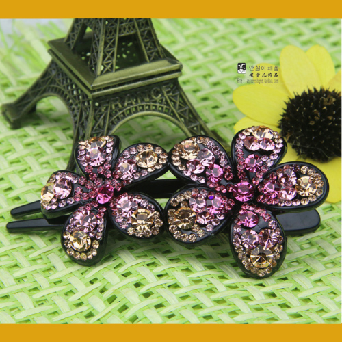 Updo Double Flower Type Barrettes Mini Large Duck Clip Imported Czech Rhinestone Fresh Baked