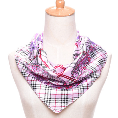 Scarf new European and American style plaid scarf simple silk scarf.