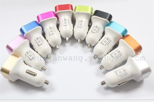 dual usb 3usb car charger metal circle car charger 2.1a car charger square color c02c03