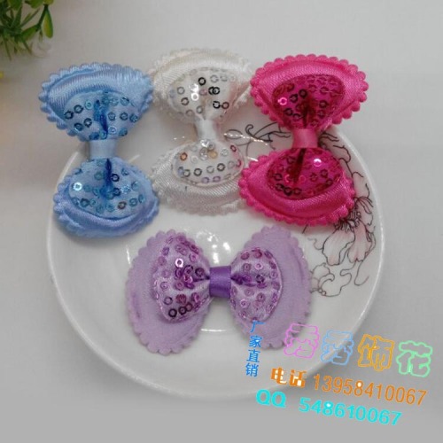 factory direct sequined double bow children‘s clothing decorations a large number of accessories are in stock