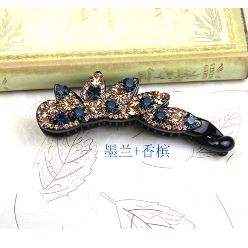 new headwear hair accessories imported czech luxury rhinestone banana clip vertical clip ponytail clip