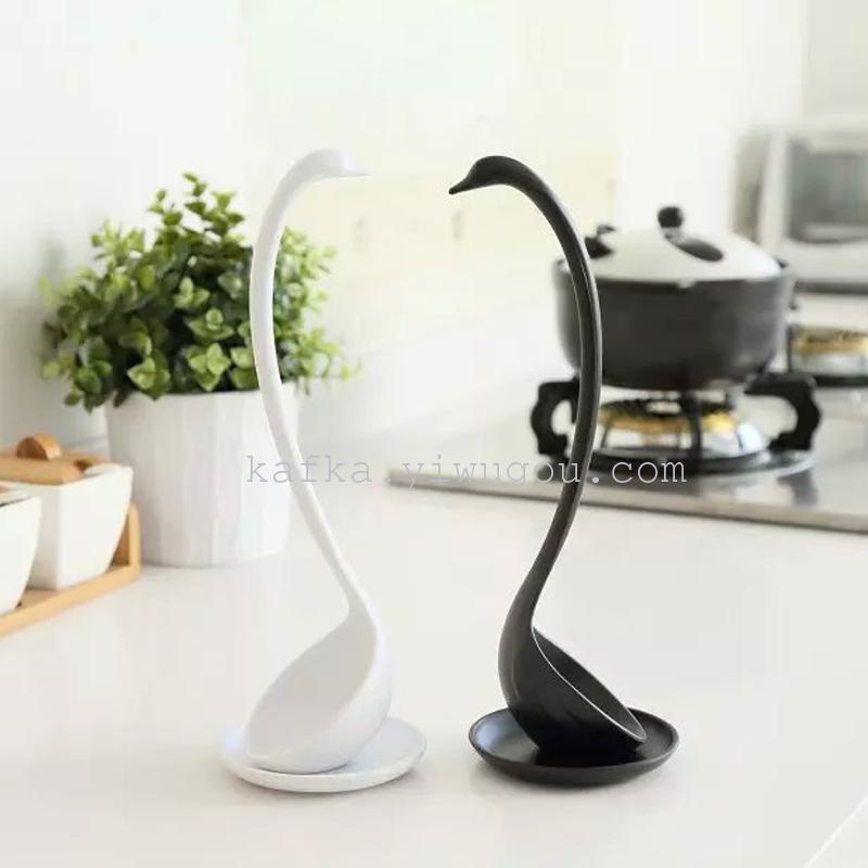 天鹅汤勺 创意天鹅带托盘可立式汤勺 塑料餐具