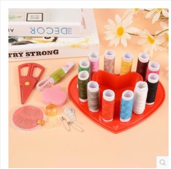 红色心形针线盒 韩版多功能百宝箱家用缝补衣