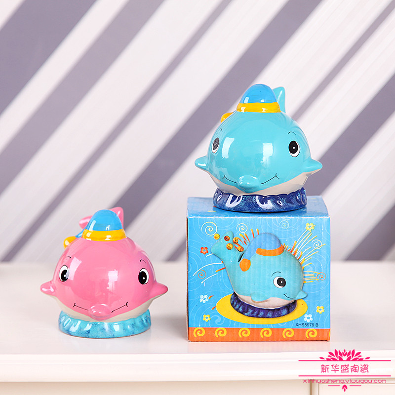 创意动物海豚存钱罐可爱储钱罐零钱罐摆件