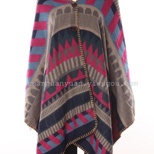 geometric pattern ladies hooded shawl factory direct sales