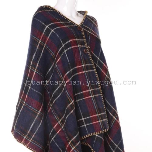 Women‘s Cashmere-like Square-Leaf Hooded Cape