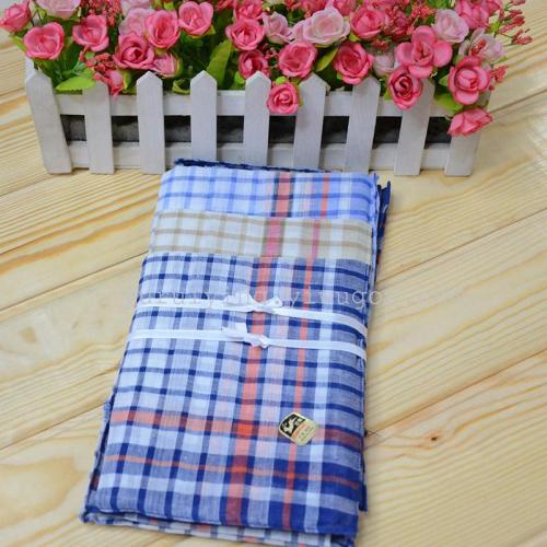 Men‘s Plaid Handkerchief Handkerchief Gauze Towel Small Square Towel Face Towel Car Towel 