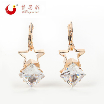 2016新款韩版五角星镶钻耳环 防过敏耳夹厂家