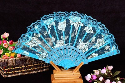 New Rose Fan Plastic Fan Folding Fan Dance Fan Lace Fan Wedding Gifts Fan