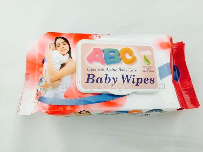供应优质婴儿护理抗菌湿巾100片宝宝湿纸巾清