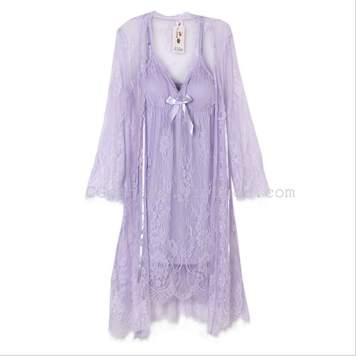 spring/summer new sexy eyelash lace chest pad sling two-piece set pajamas nightgown wholesale