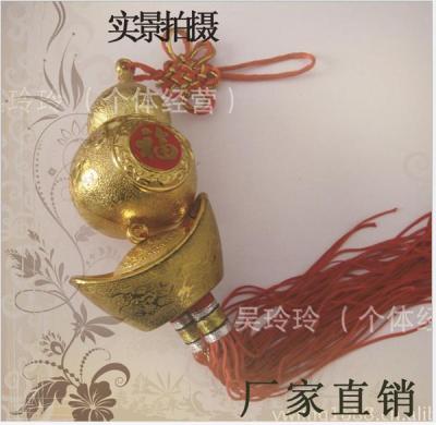 Small crafts China supply Junction Plastic Gold Pendant car festive gourd craft
