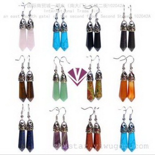 opal agate turquoise zhuxing natural stone jewelry hexagon prism eardrops ornament