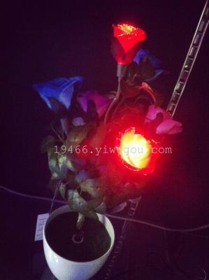 Factory direct ceramic vase lamp seven flower color rose lantern creative display lamp night light fiber