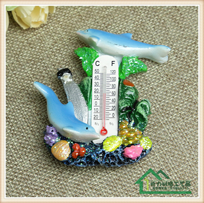 世界旅游纪念品冰箱贴 马尔代夫 海豚温度计