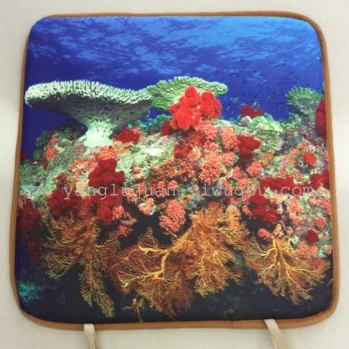 landscape pattern coral 3 square cushion/sponge cushion/dining chair cushion price negotiable