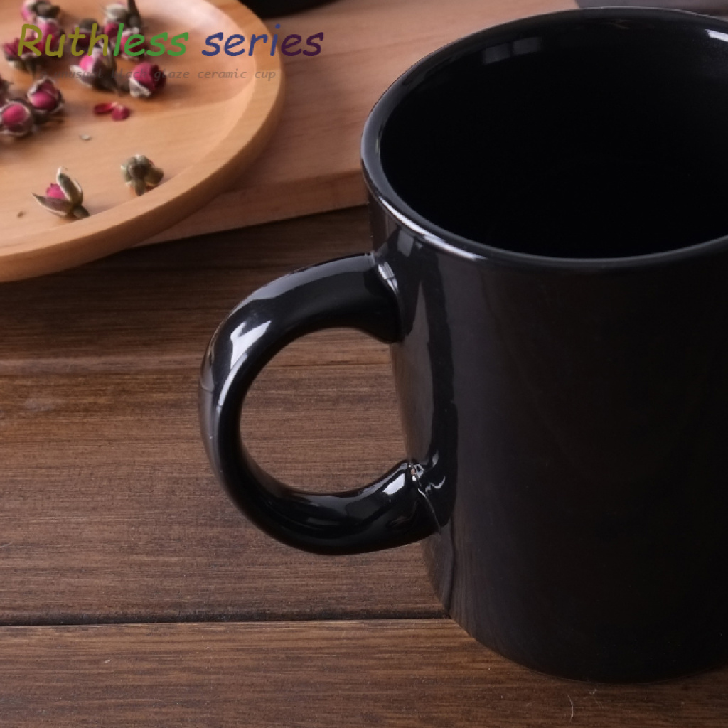 黑色马克杯欧式咖啡杯陶瓷杯茶杯办公室创意水杯