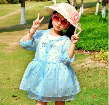 韩版新款童装儿童防紫外线上衣女大童夏季长袖