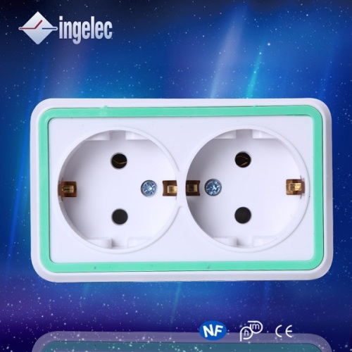 Factory Direct Sales Open-Mounted European Style with Grounding High Quality European Style 2-Bit Wall Switch Socket
