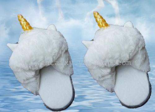unicorn half slippers pegasus cartoon cotton slippers forest guardian funny white sheep half slippers single horn