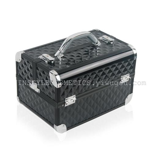 Magiccolor Portable and There Are Slideways Professional Large Aluminum Alloy Cosmetic Case Rhombus