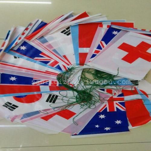 Plastic PE String Flag PE Material Foreign Flag All over the World Flag Plastic Flag Rectangular Pennant 
