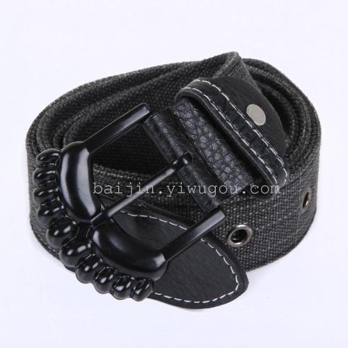 men‘s new all-matching casual canvas belt with pin buckle golden apple