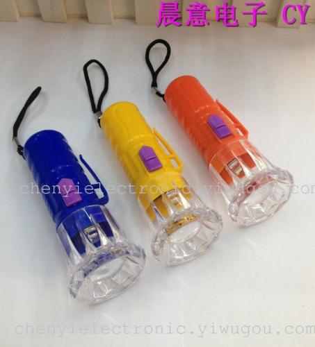 [Factory Direct Sales] Mini Led Plastic Flashlight Beautiful and Elegant Transparent Head Lighting Flashlight