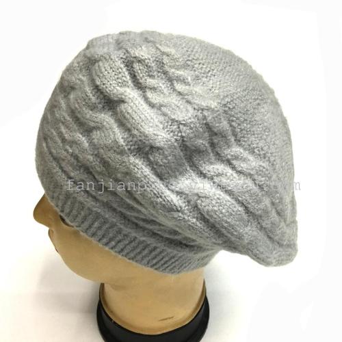 computer jacquard rabbit velvet thickened knitted fashion beret