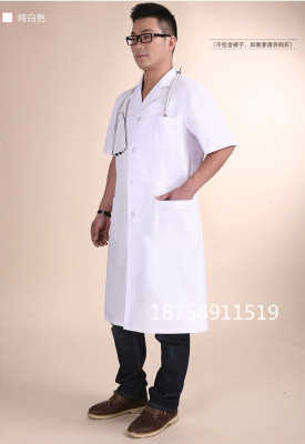 The doctor doctor work wear white coats white summer cut men's and women's canteen work clothes bag mail