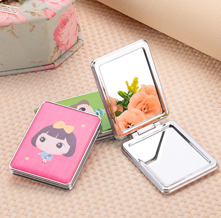 [cute creative foldable portable double-sided pu makeup mirror portable small mirror factory wholesale gift customization