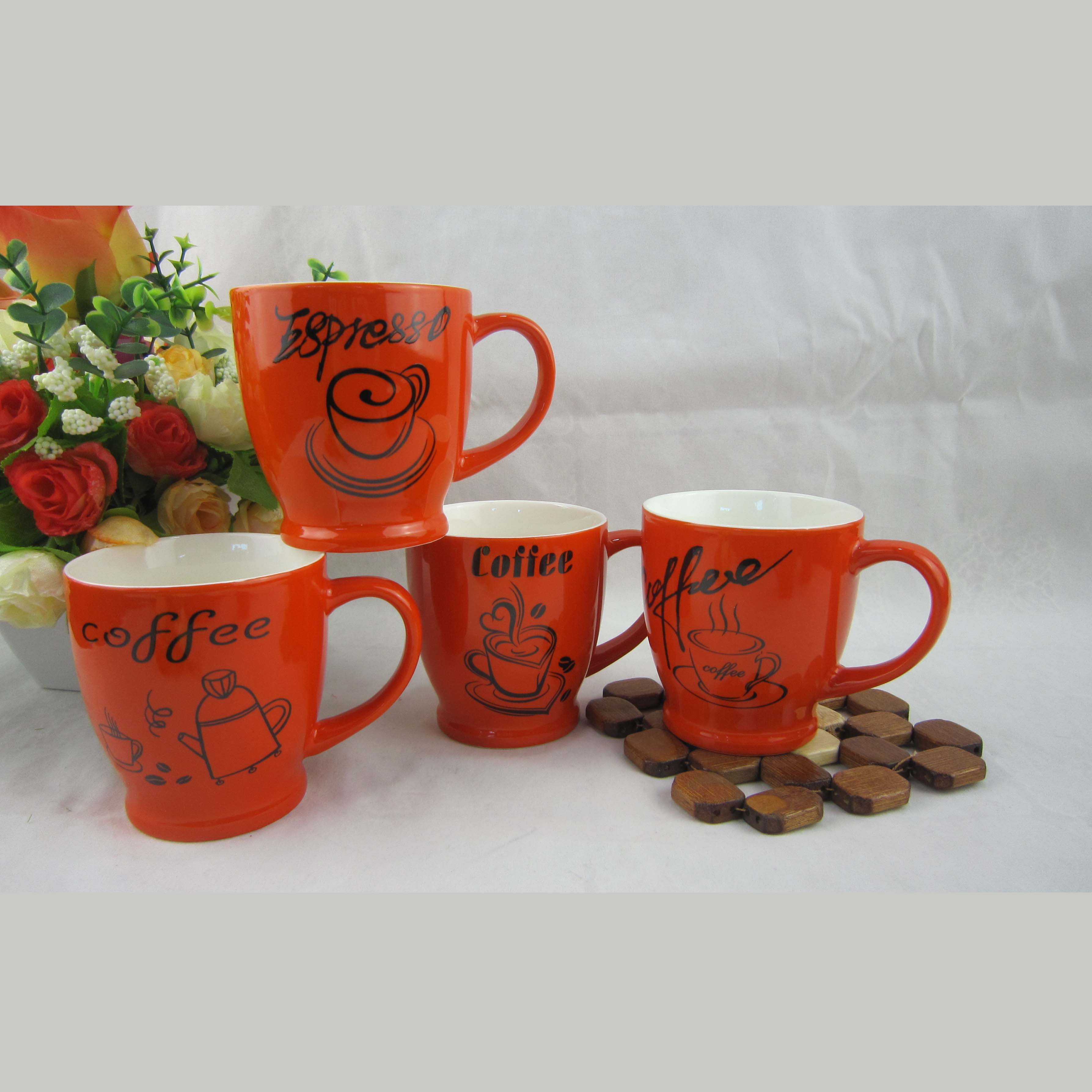 简约可爱可促销订制Logo的环保咖啡陶瓷杯