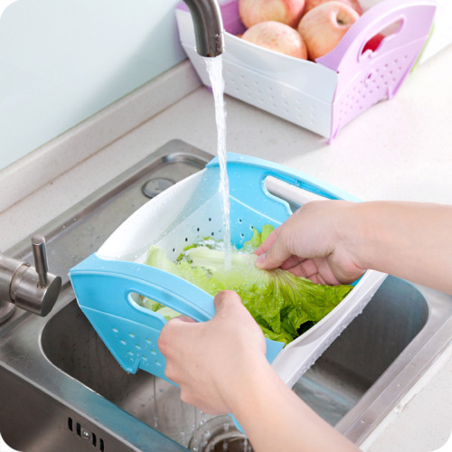 Foldable Plastic Drain Basket Kitchen Vegetable Washing Basket Fruit and Vegetable Cleaning and Drying Drip Basket