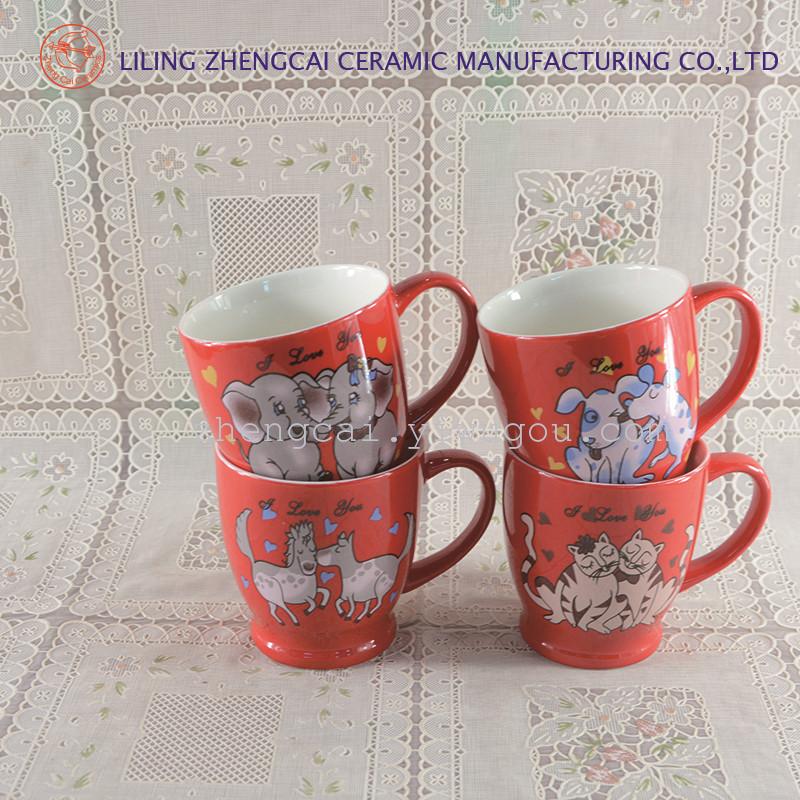 红釉陶瓷杯 陶瓷广告杯 库存杯子 卡通杯子