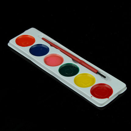 old pan diy pulp mask six color watercolor paint with small brush
