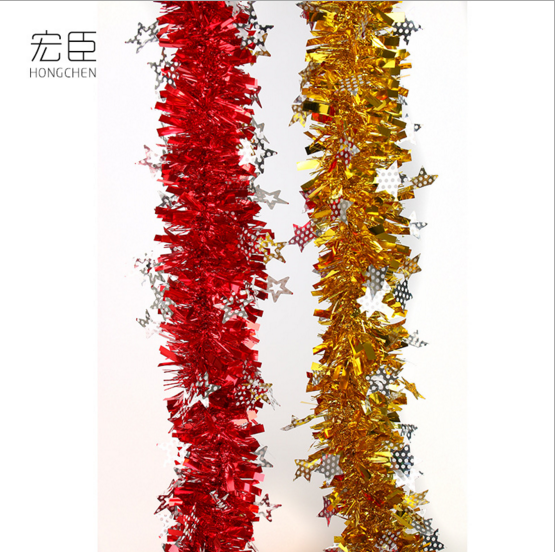 新款圣诞节星星毛条彩带 婚礼生日派对演出表演店铺装饰彩带彩条