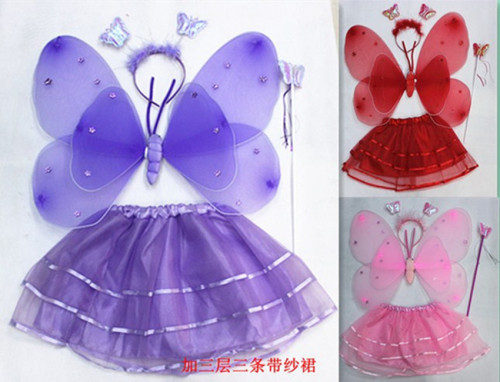 children‘s day show double angel feather butterfly wings four-piece dance costume