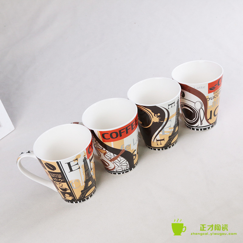 美式田园手绘怀旧带盖大容量复古涂鸦欧美陶瓷马克杯