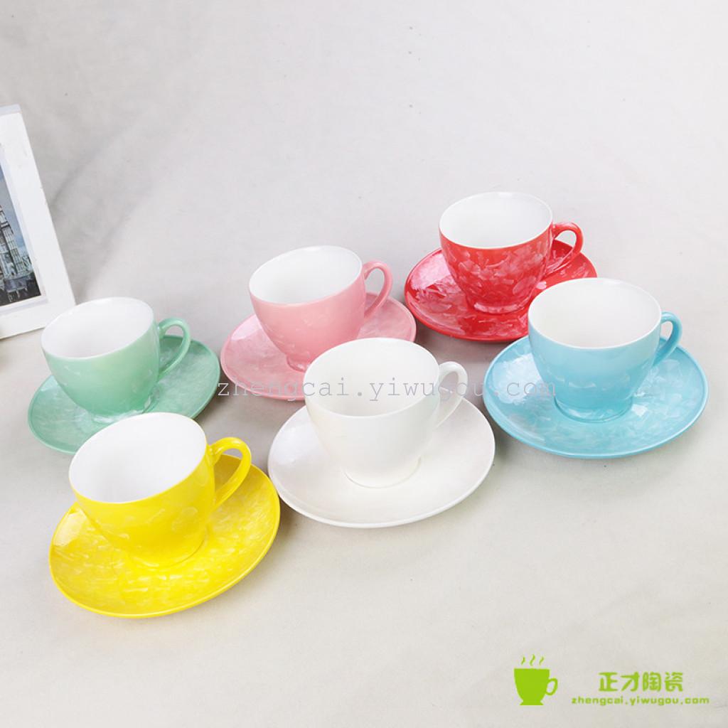 陶瓷杯碟  结晶杯碟  陶瓷咖啡杯碟 6杯6碟