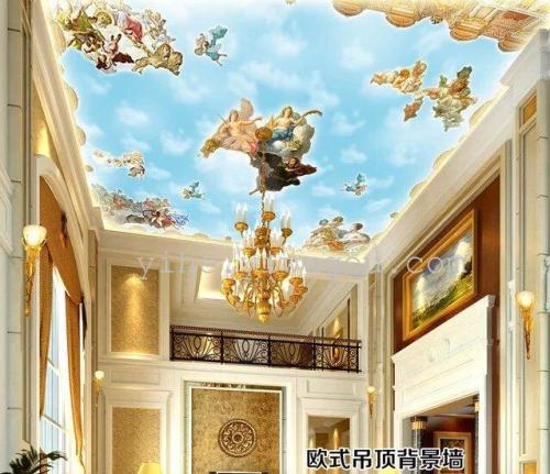 Export Oil Painting Printing Ceiling Figure Micro Spray Oil Painting Angel Real Oil Painting Super Large Size Spray Painting