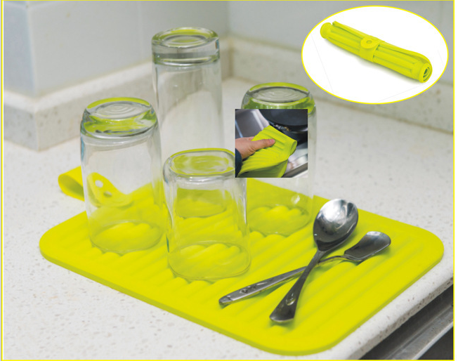 TV外贸创意硅胶沥水隔热防烫垫 防滑长方形锅垫盘垫餐具垫