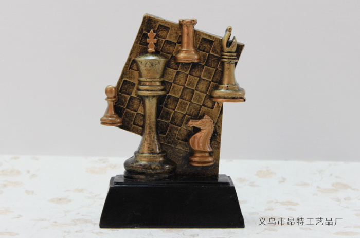 树脂运动系列产品 金色象棋纪念树脂摆件 创意