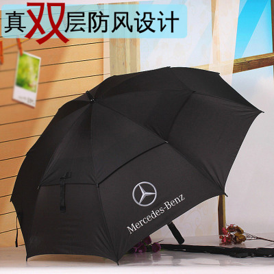 Men's Business Benz BMW Ferrari Double-Layer Oversized Long Handle Umbrella Double Straight Rod Advertising Umbrella